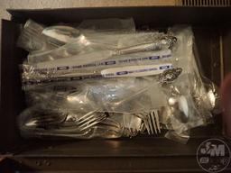 (24) SETS OF FLATWARE, SOME MARKED SILVER, SOME MARKED STAINLESS