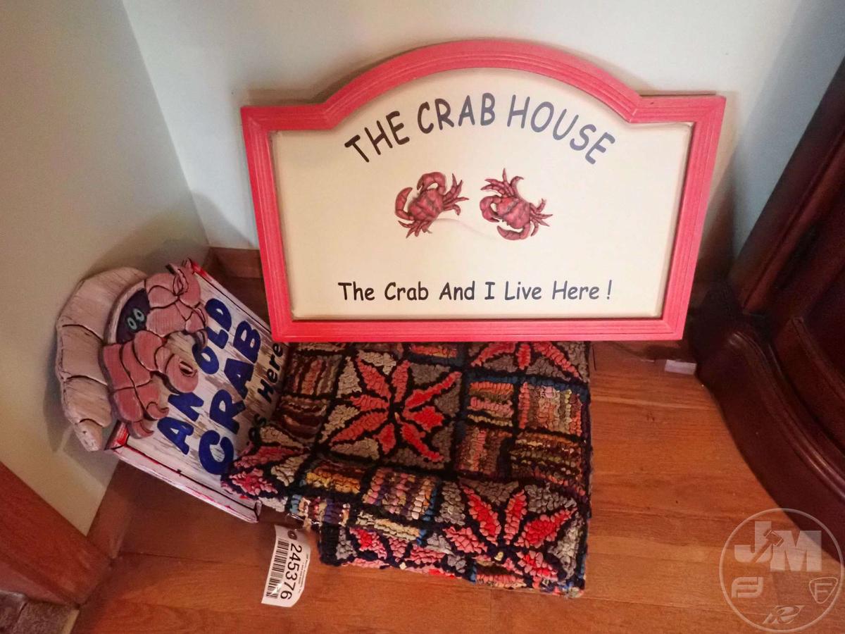 RUG, (2) CRAB HOUSE SIGNS