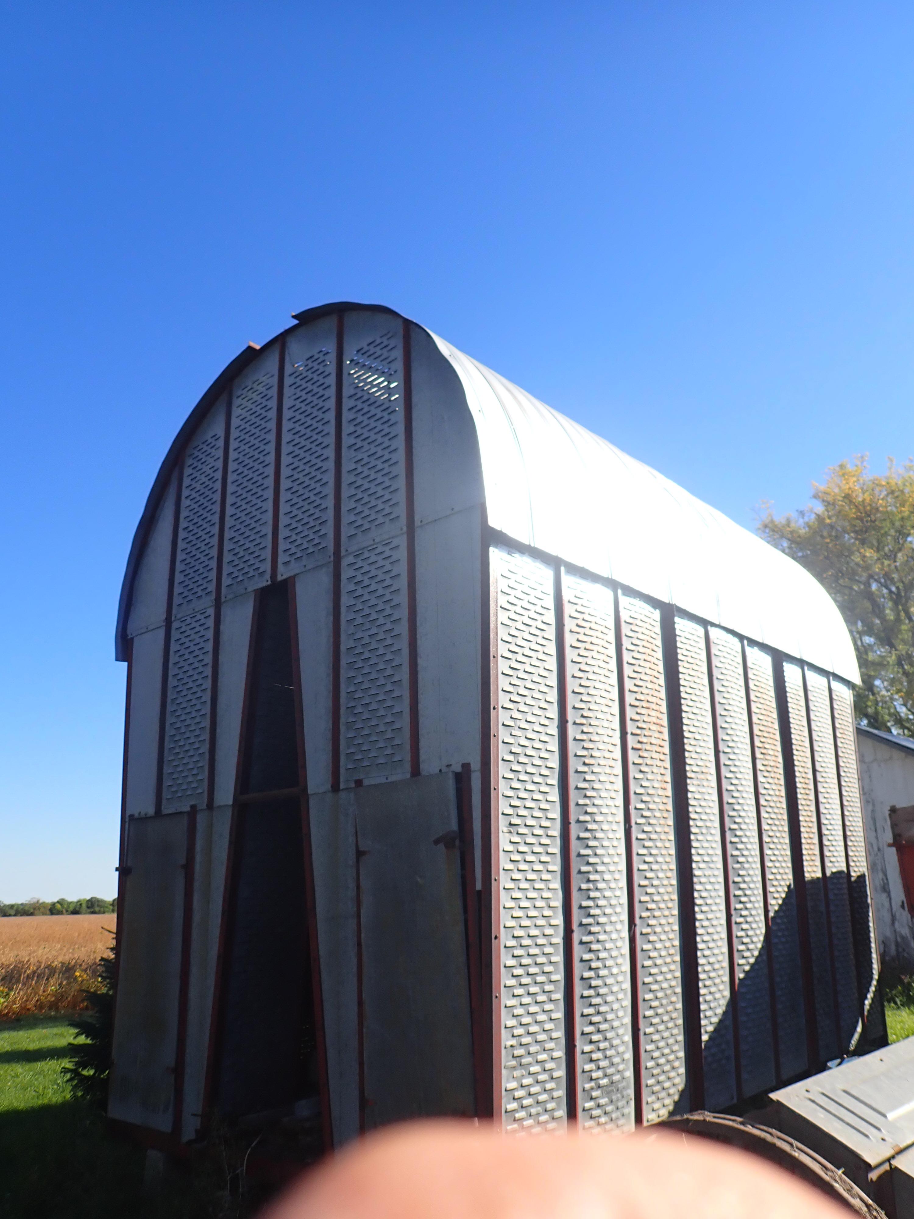 STEEL DOUBLE WIDE CORN CRIB, 18'L X 11 1/2'W X 17'T WITHOUT VENT CAP