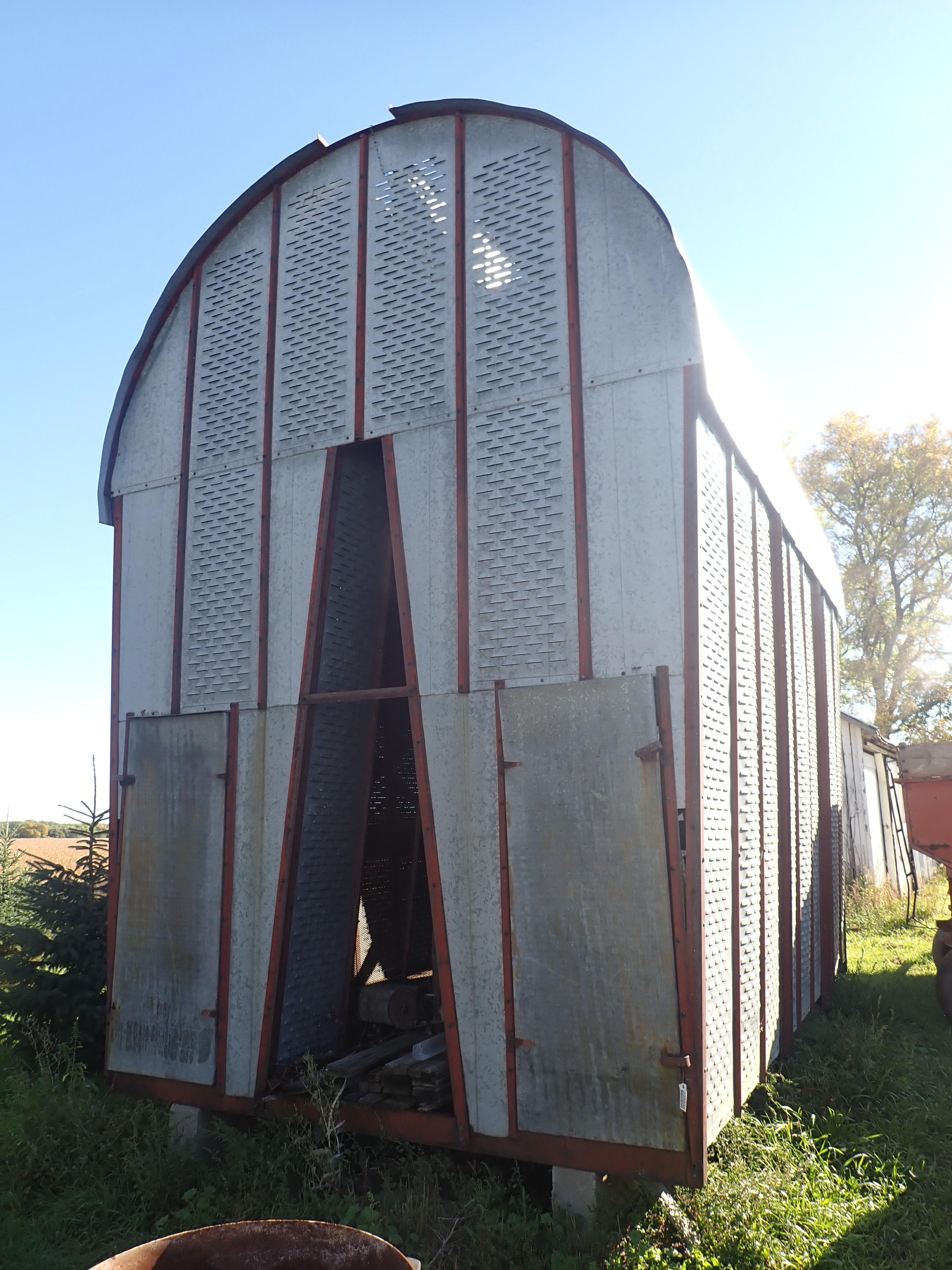 STEEL DOUBLE WIDE CORN CRIB, 18'L X 11 1/2'W X 17'T WITHOUT VENT CAP