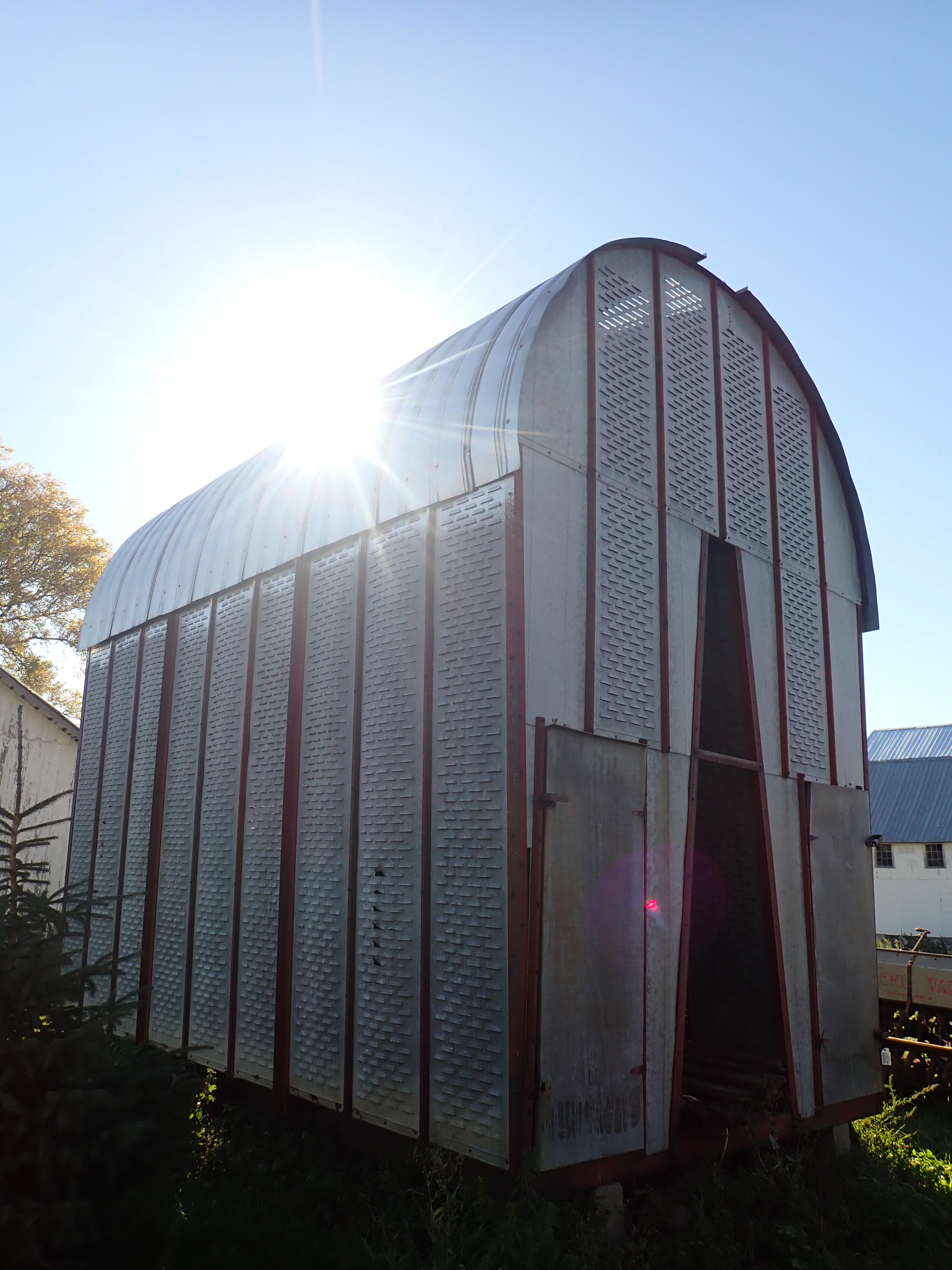 STEEL DOUBLE WIDE CORN CRIB, 18'L X 11 1/2'W X 17'T WITHOUT VENT CAP