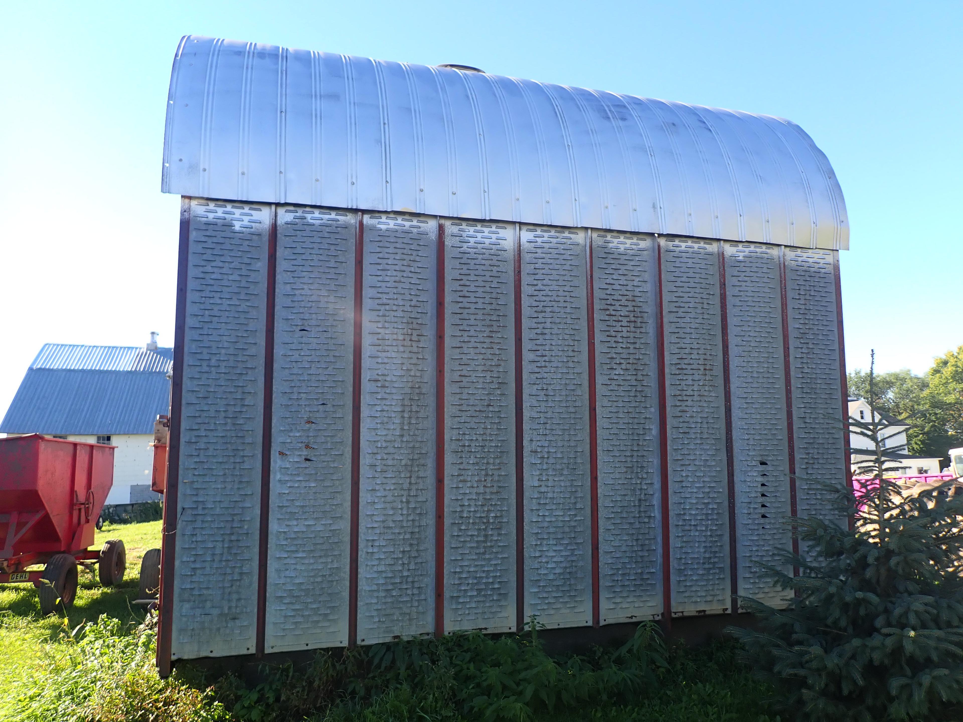 STEEL DOUBLE WIDE CORN CRIB, 18'L X 11 1/2'W X 17'T WITHOUT VENT CAP