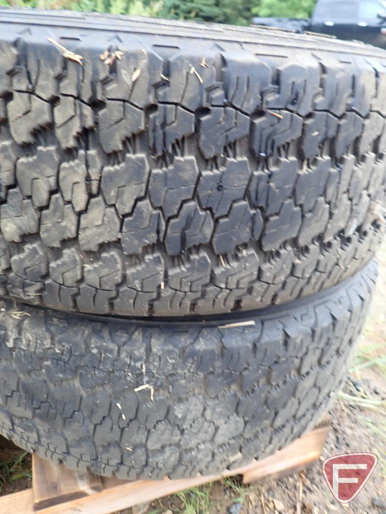 (4) Goodyear Wrangler tires, LT265/70R17, on aluminum 8 bolt rims, came off a Ram truck