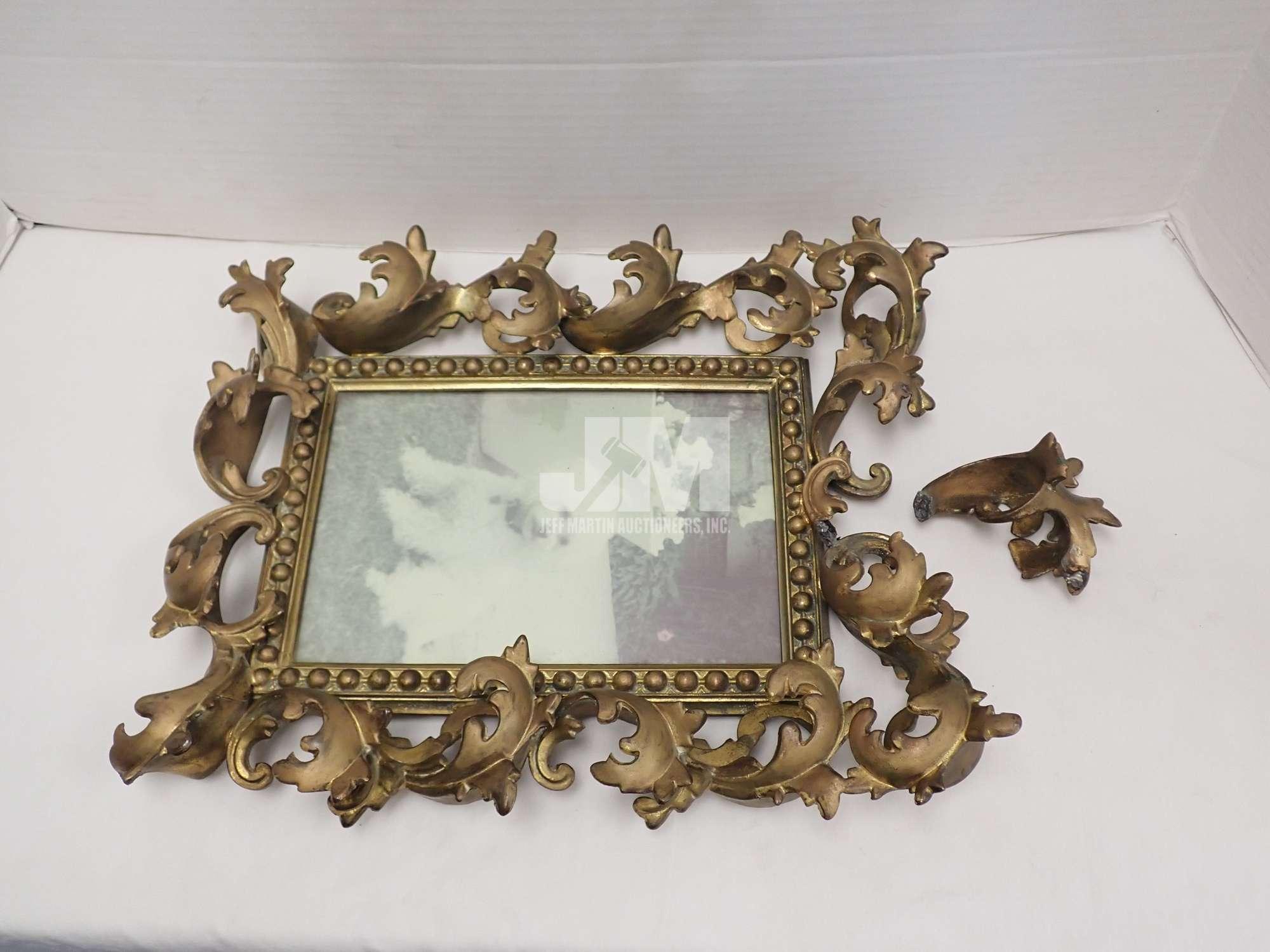 BRASS PICTURE FRAMES, ONE WITH BROKEN LEAF. 2 BOXES