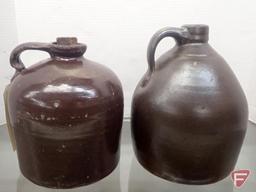 (2) SALT GLAZED CROCK JUGS, TALLEST IS 11"H