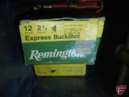 METAL AMMO BOX WITH SHOTGUN SHELLS, 12 GAUGE BUCKSHOT SHELLS