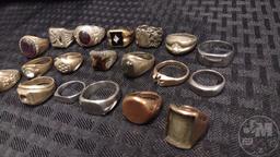 (19) RINGS: 10K GOLD RING, 5.3 DWT, (1) STERLING AND