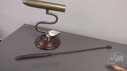 VINTAGE GOFFERING IRON, BRASS BARREL "S" SHAPE STAND