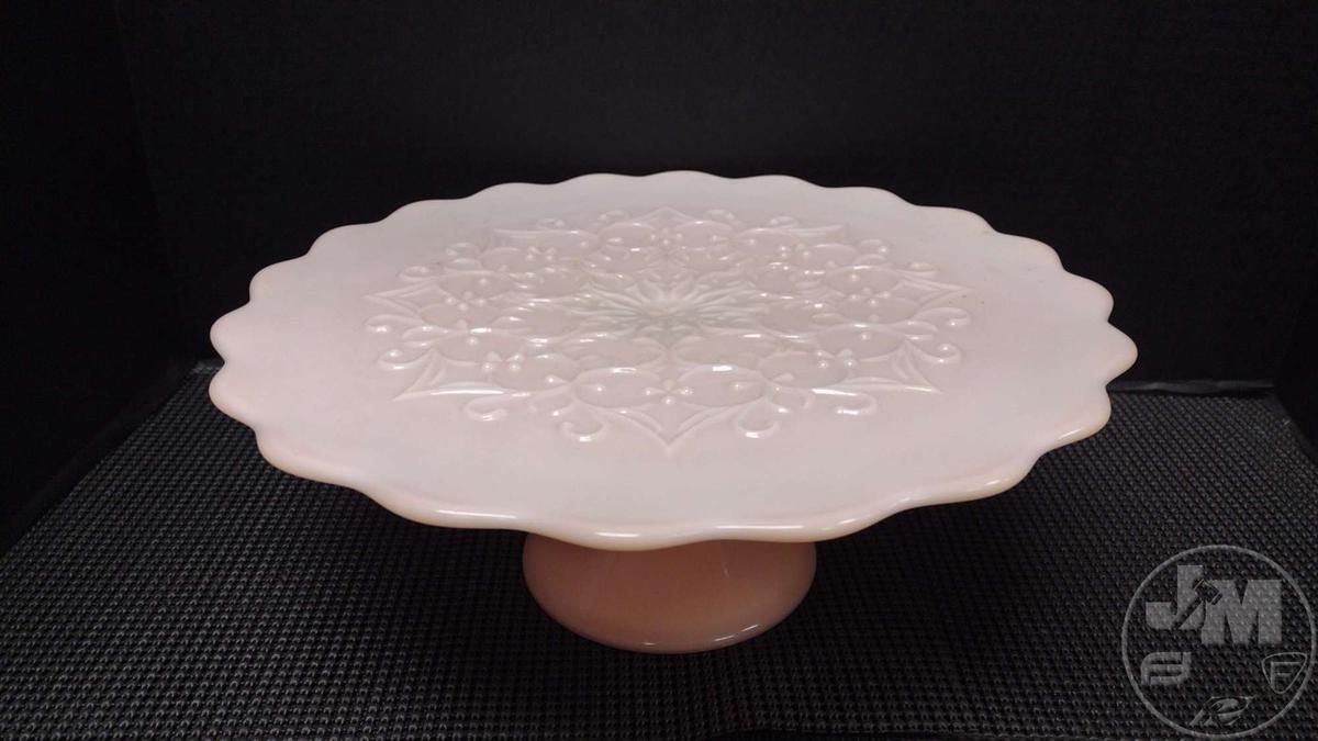 FENTON PINK SPANISH LACE CAKE PLATE