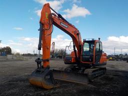 2017 Doosan DX140LC Hydraulic Excavator, Cab, 6'11" Stick, 19" Steel Pads,