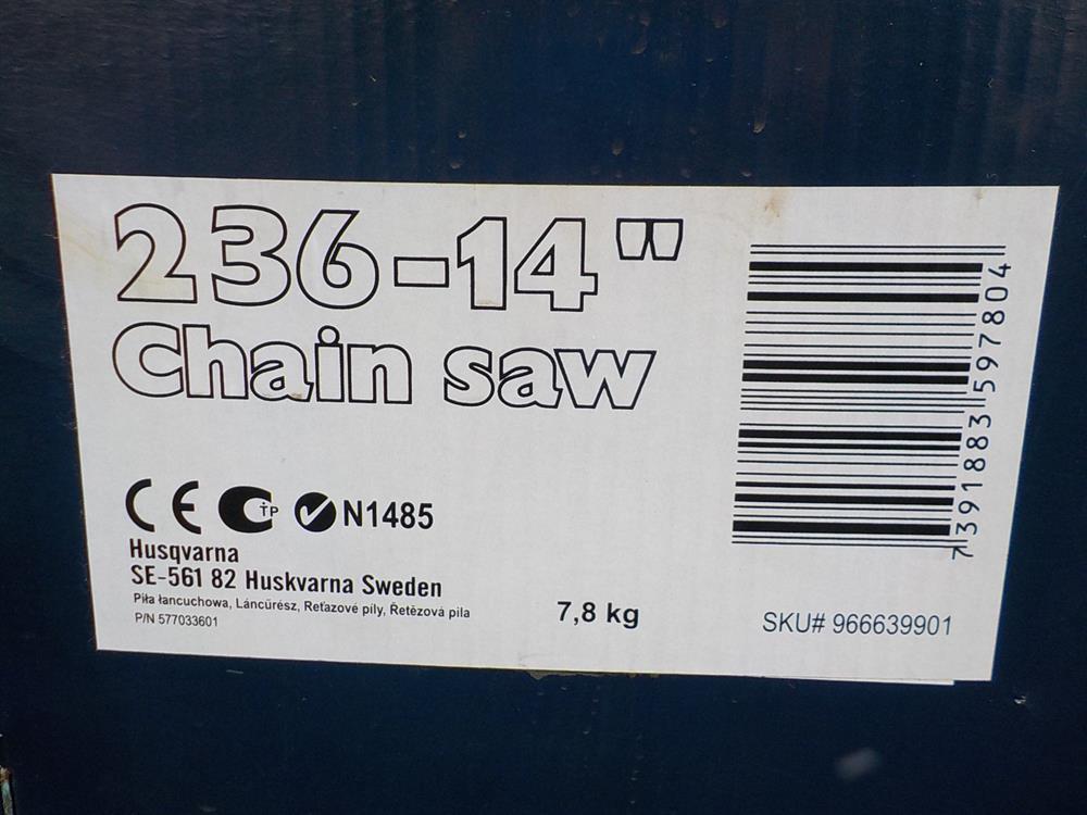 Husqvarna 236 14" Chain Saw Serial: 14641