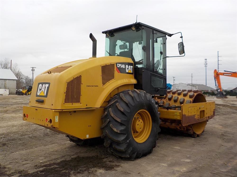 2014 CAT CP54B Single Drum Padfoot Vibrating Roller, Cab, 84" Drum c/w A/C