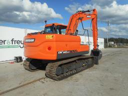 Doosan DX140LC Hydraulic Excavator, 24" Pads, Blade, CV, Piped c/w Reverse