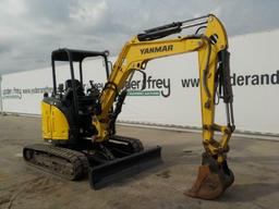 2017 Yanmar VIO35-6A Mini Excavator, Canopy, Aux Hydraulics, Swing Boom, c/