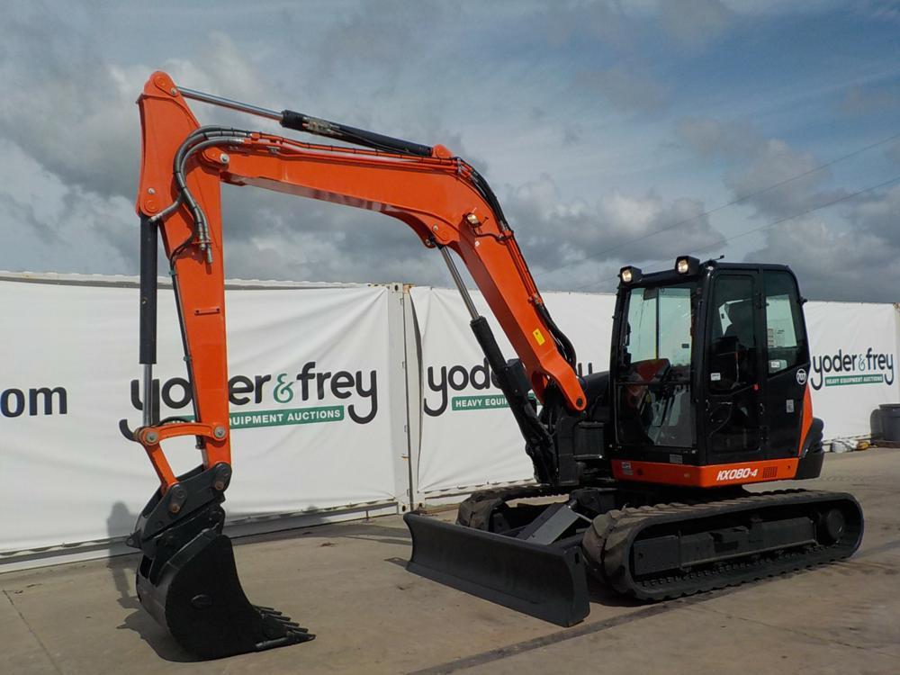 2015 Kubota KX080-4 Hydraulic Excavator, Rubber Tracks, Blade, Offset, CV,