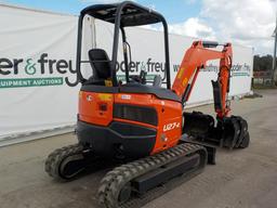 2017 Kubota U27-4 Mini Excavator, Rubber Tracks, Blade, Offset, QH, Piped c