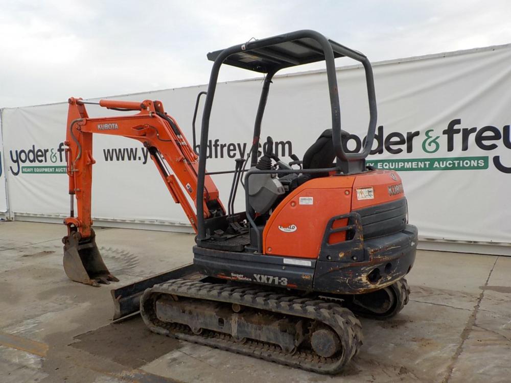 2012 Kubota KX71-3S Mini Excavator, Rubber Tracks, Blade, Offset, Piped, OR