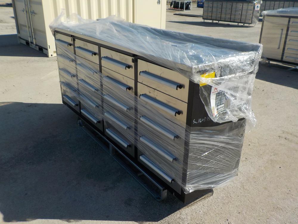 Steelman  7' Work Bench, 20 Drawers, Stainless Steel - Unused