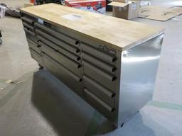 72" Stainless Steel Heavy Duty 15 Drawer Professional Tool Center - Unused