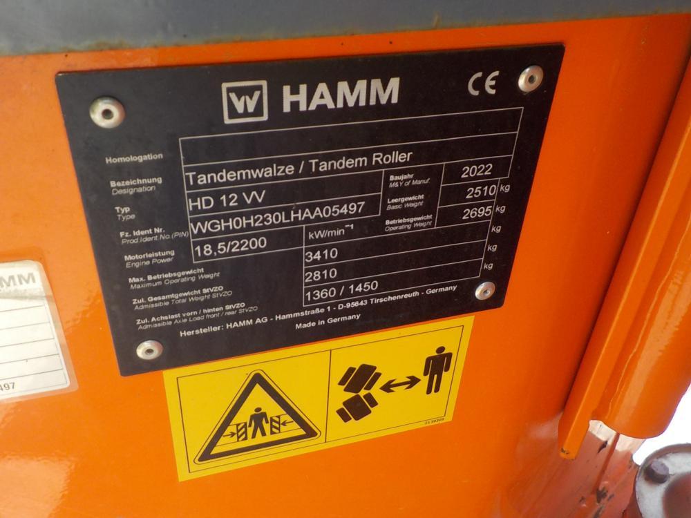 2022 Hamm HD12VV Double Drum Vibrating Roller c/w Roll Bar