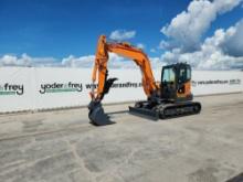 2022 Doosan DX85R-3 Rubber Tracks, Blade, Offset, CV, QH, Piped, Aux. Pipin