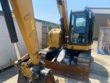 2018 CAT 308E2 CR Excavator, A/C, Rubber Block Pads, Blade, Bucket