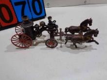 Cast Iron 2-horse hitch fire wagon