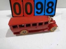 Vintage Red Skoglund & Olson Seto Cast Iron Toy Bus