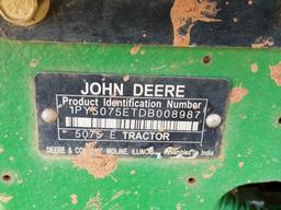 2013 John Deere 5075 E Tractor w/ 553 Loader