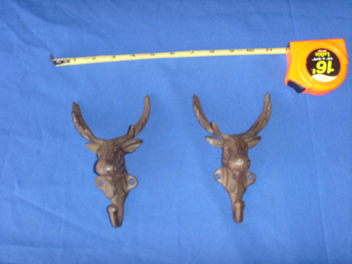 Two deer head antlers coathanger hook