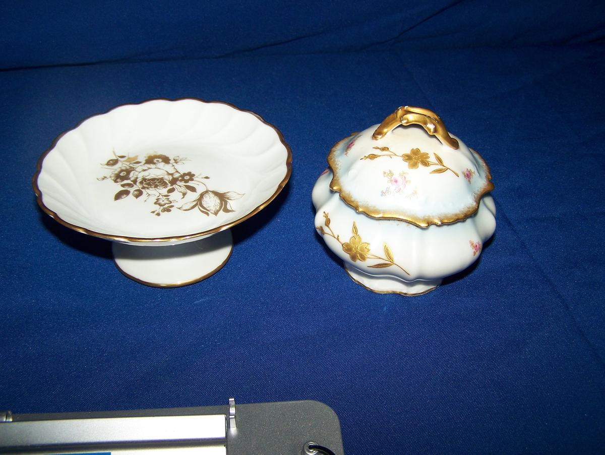 Limoges floral candy dish and sugar bowl