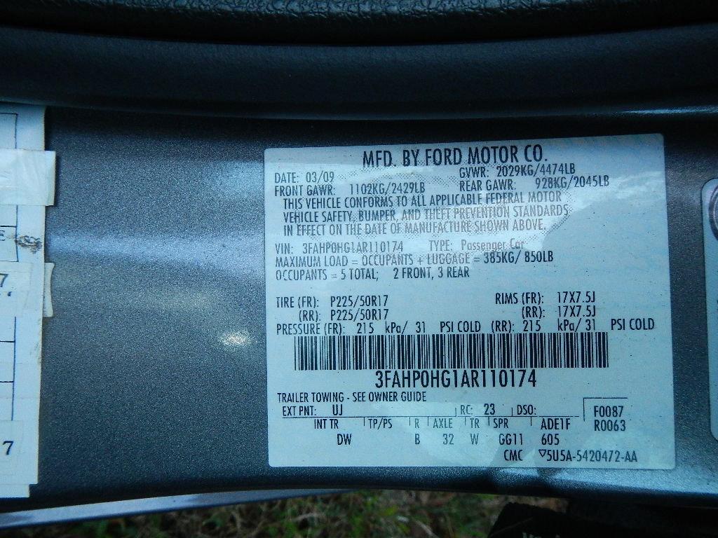 2010 FORD FUSION 4-DOOR CAR, 83,854 mi,  V6 GAS, AUTOMATIC, PS, AC S# 3FAHP