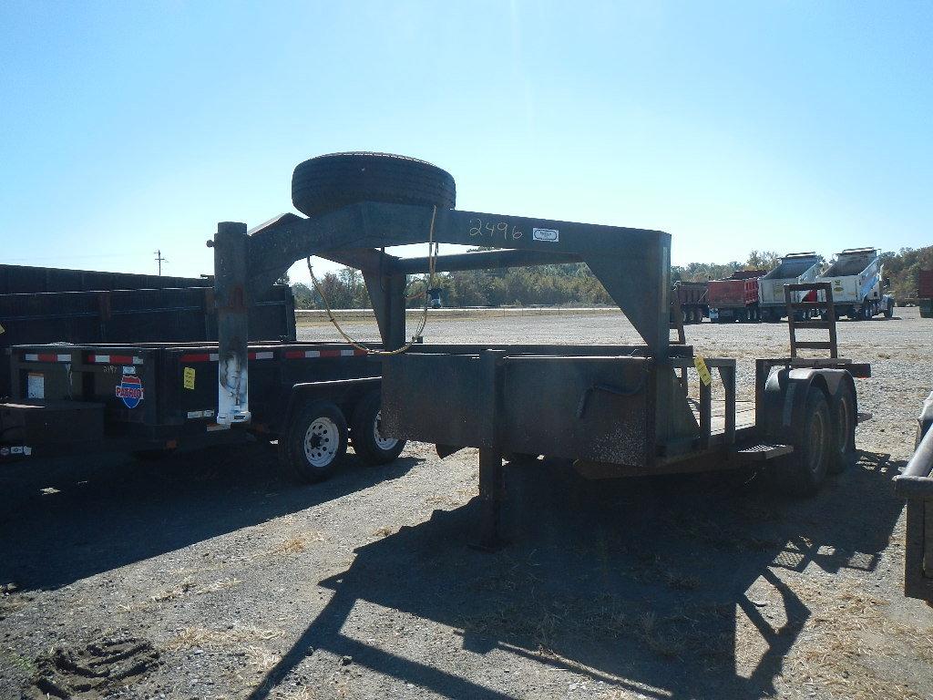 1996 LASE GOOSENECK TRAILER,  14', TANDEM 7,000 LB AXLES, ELECTRIC FOLDING