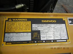 DAEWOO G025S-2 FORKLIFT, 12K + hrs,  5,000 LB CAPACITY, LP GAS, 3-STAGE MAS