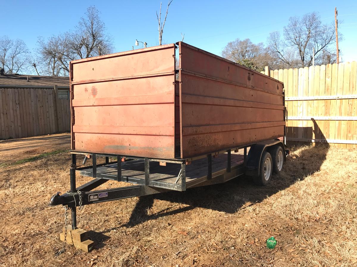 M E B 16’ Trash Trailer – Tandem Axle, 4’ Sheet Metal Walls, 2” Receiver, S