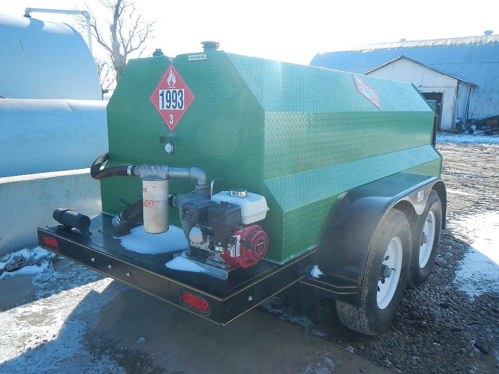 WG MANUFACTURING 1000 GALLON FUEL TRAILER,  WITH HONDA TRANSFER PUMP, TANDE