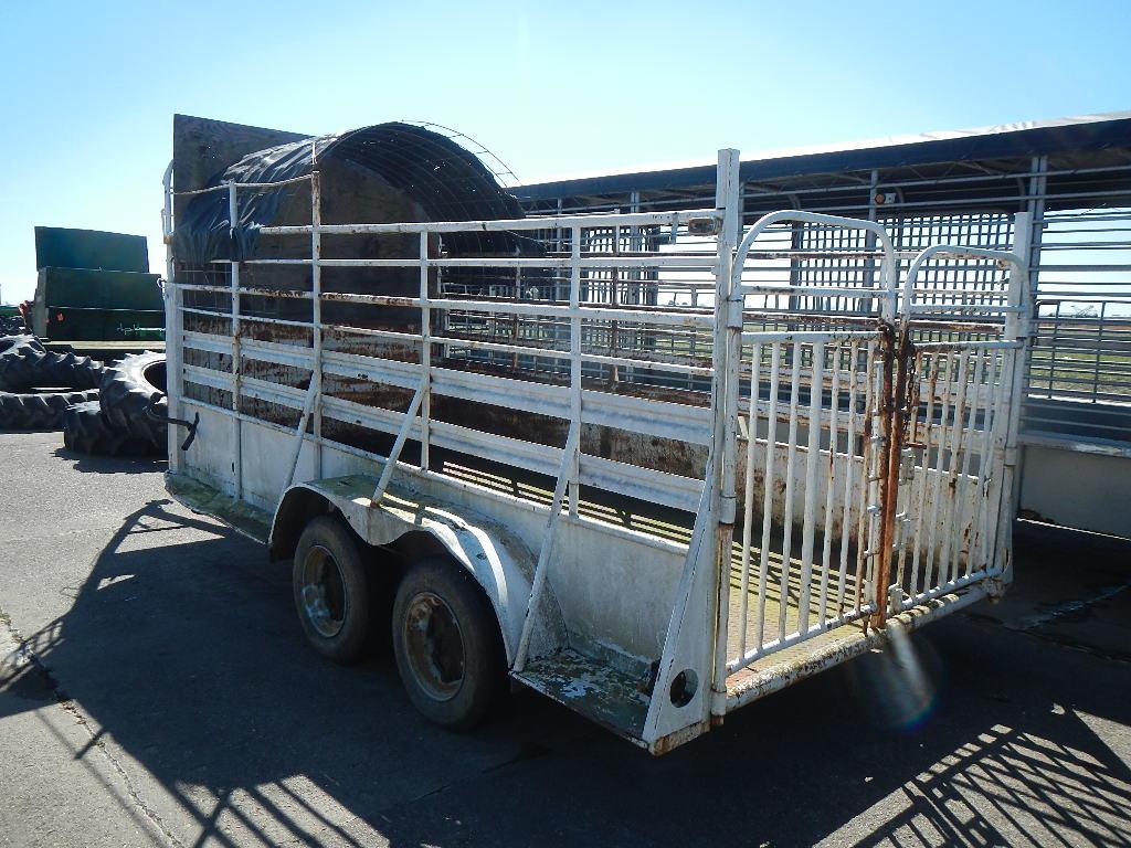 1987 HOMEMADE 14FT STOCK TRAILER  TANDEM AXLE, GOOSENECK S# S20623W, TITLE