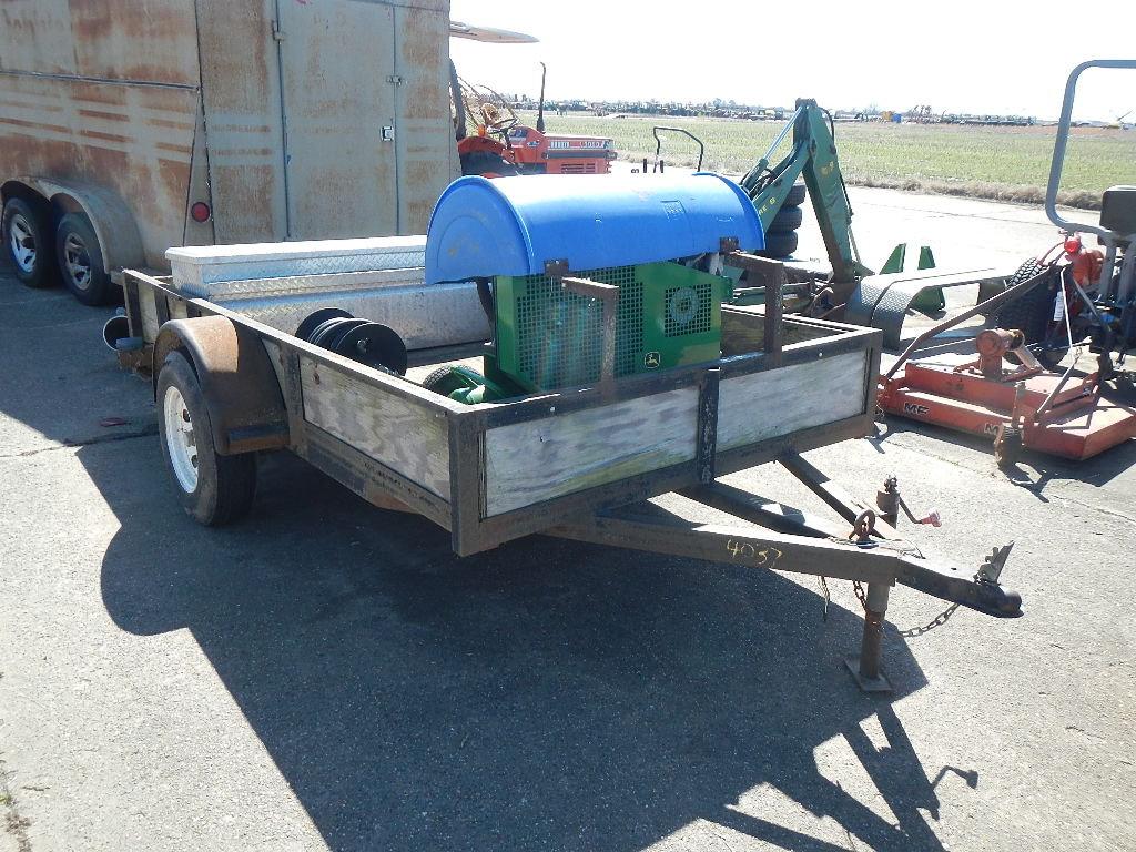 2003 12' TAG TRAILER,  SINGLE AXLE, WITH A JOHN DEERE 8C28GH GAS POWER AIR