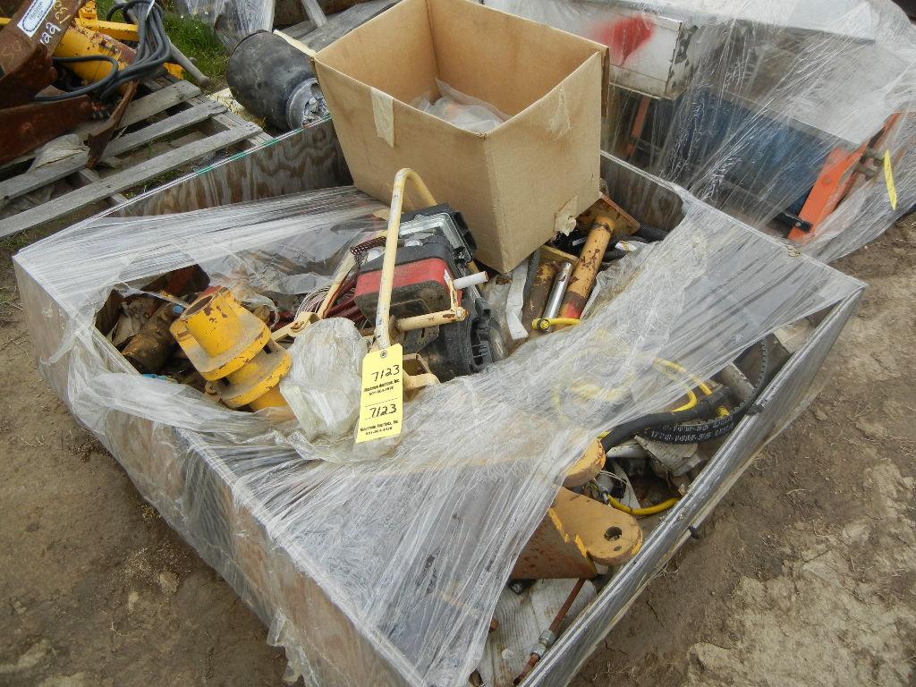 PALLET WITH RAIL DRILL  AND MISCELLANEOUS PARTS