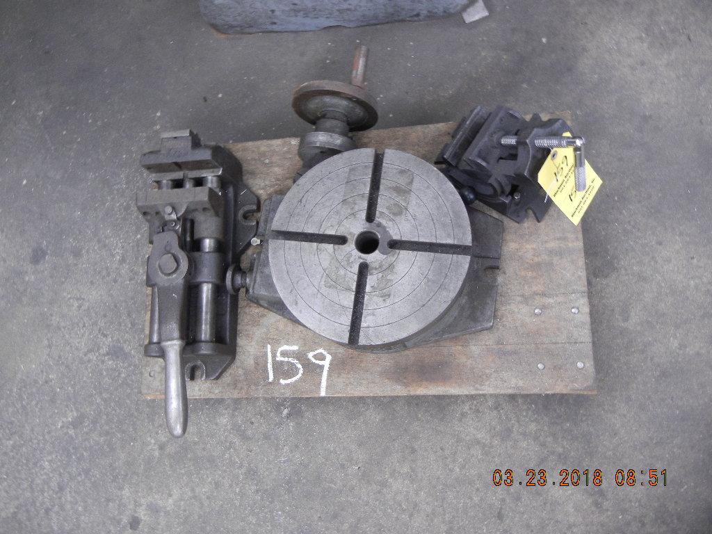 ROLLING CART WITH TROYKE ROTARY TABLE & (2) VISES