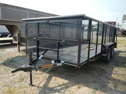 2018 TIGER LANDSCAPE TRAILER,  16', ELECTRIC BRAKES, 4' MESH SIDES, RAMP TA