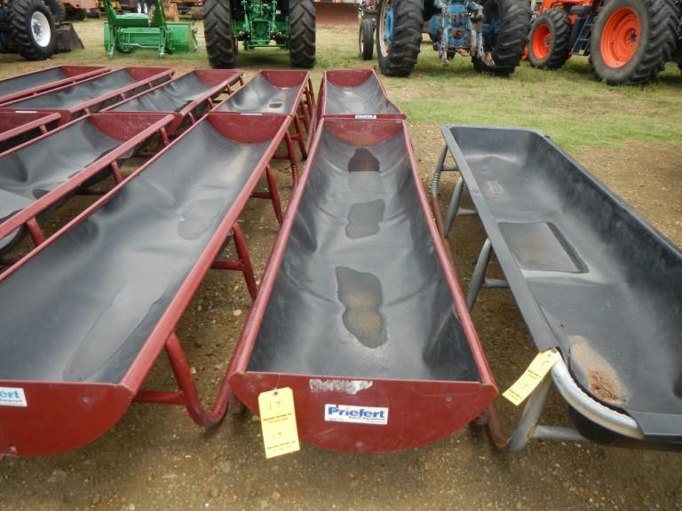 (2) PRIEFERT 10' BUNK FEED TROUGH,  WITH POLY LINER