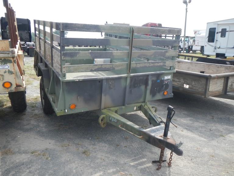 MILITARY TAG TRAILER,  6'6" X 9', SINGLE AXLE, SIDEBOARDS (GREEN CAMO) S# N