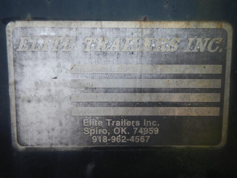 2001 ELITE GOOSENECK FLATBED TRAILER,  40', TANDEM AXLE DUAL WHEEL, ELECTRI