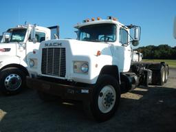 1989 MACK RD690S ROLLOFF TRUCK,  MACK DIESEL, 10 SPEED, GALBREATH HYDRAULIC