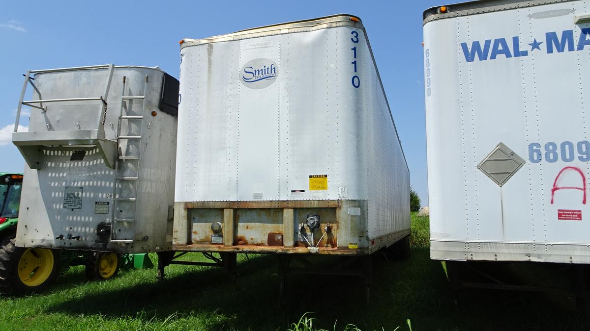 1991 FRUEHAUF 53' VAN TRAILER,  SLIDING TANDEMS ON SPRINGS, 24.5 TIRES ON B