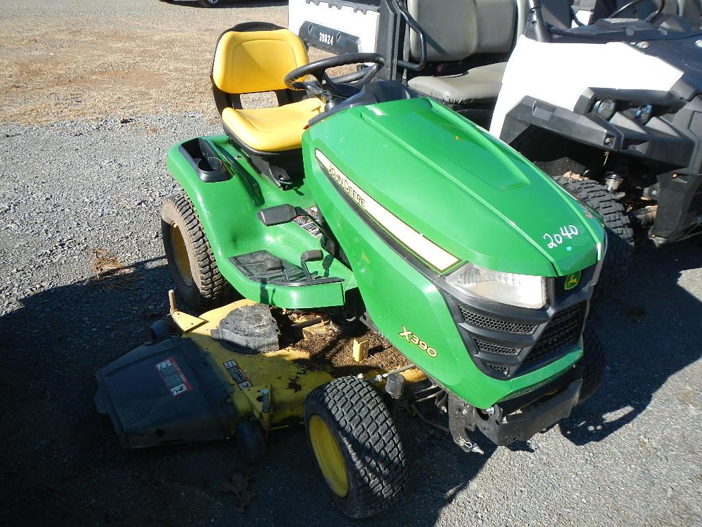 JOHN DEERE X390 RIDING LAWN MOWER,  JD GAS ENGINE, 54" DECK, HYDROSTATIC DR