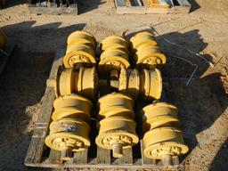 SET OF D8 RAILS,  (8) SINGLE ROLLERS, (8) DOUBLE ROLLERS