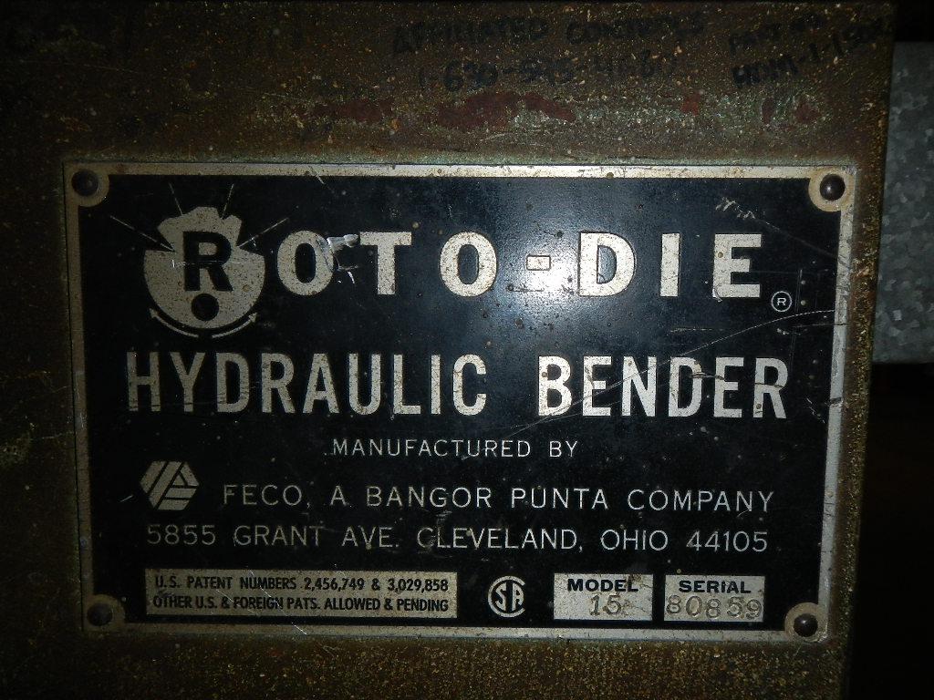 ROTO DIE HYDRAULIC BENDER S# 80859