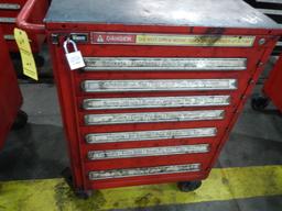 STANLEY ROLL-AROUND/LOCKING TOOLBOX WITH CONTENTS,  HAND TOOLS, SOCKETS, RA